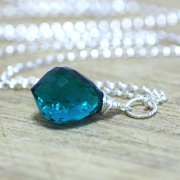 Handcrafted Sterling Silver Paraiba Tourmaline Pendant, October Birthstone - Picture 8 of 8